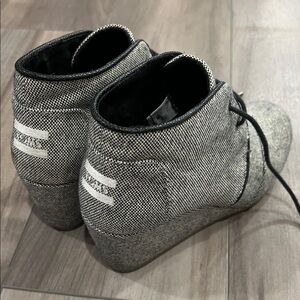Tom’s Wedge Ankle Boots. Black and Grey with Gold flecks.